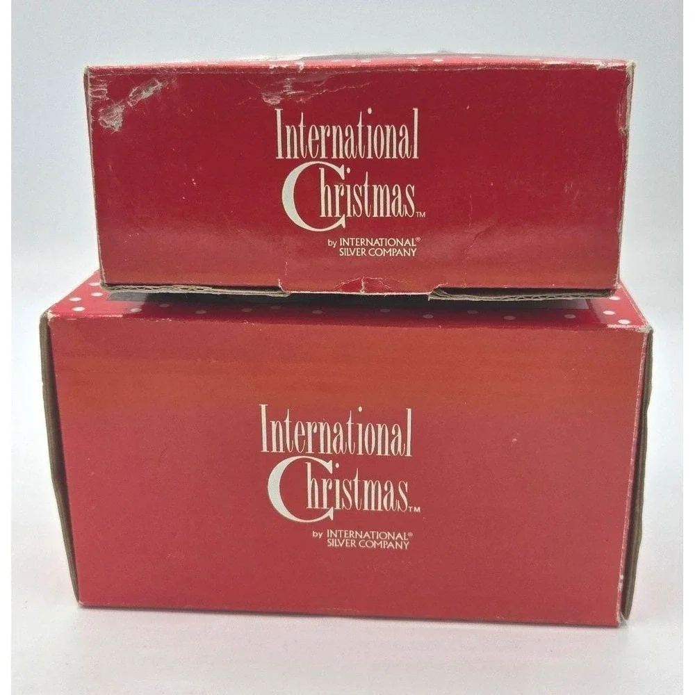 International Silver Co. Christmas Sleigh Napkin Holder & Holly Shakers